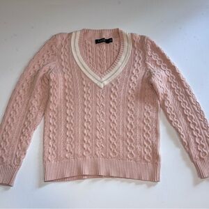 Lauren Ralph Lauren Light Pink V-Neck Tennis Sweater